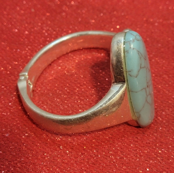 Robert Lee Morris (RLM) Hinged Bangle Soho Turquoise Silver Plate Bracelet - Picture 7 of 13